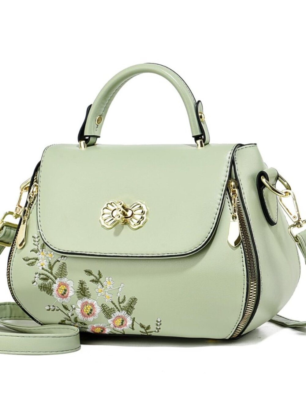 Cute Embroidered Purses for Women Small Top Handle Satchel